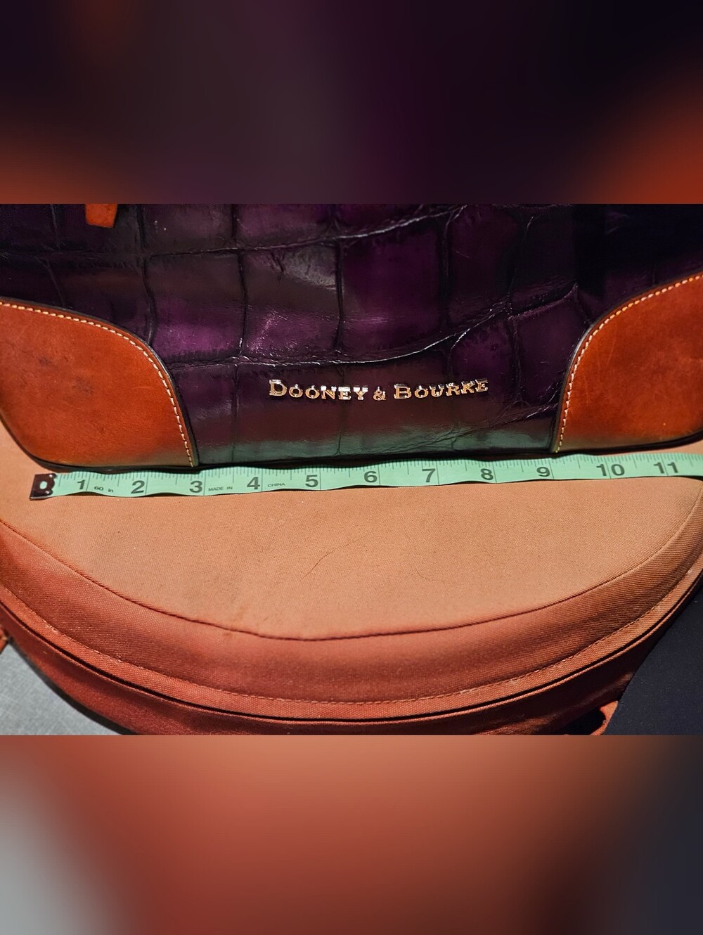 Dooney & Bourke Purple Croc-Embossed Tote with Brown Trim. Comes With dust bag. - Picture 2 of 13